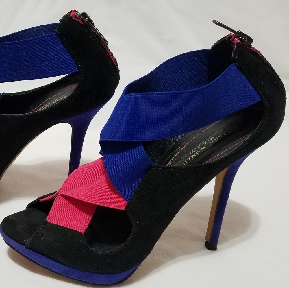 Zara blue and pink high heels
